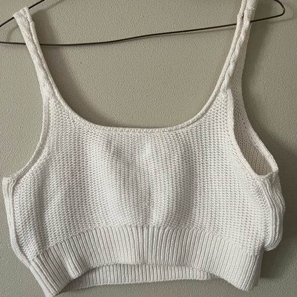 Hollister Junior medium crop tank cable knit girl next‎ door white flirty boho - Picture 2 of 6